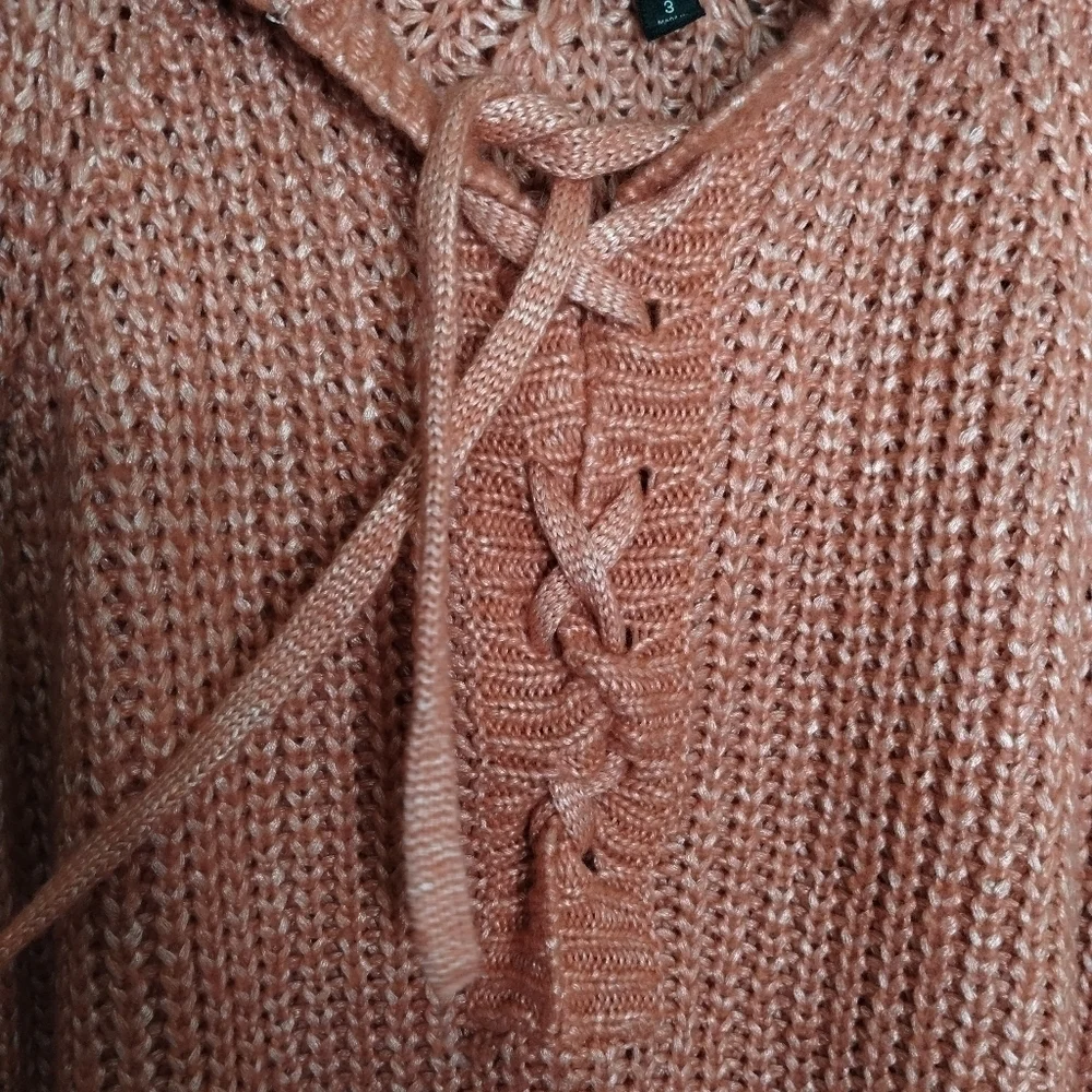 Torrid Chunky Pullover Hooded Raglan Sweater Rose Plus Size 3X